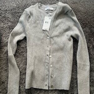 Mango Light Gray Knit Cardigan